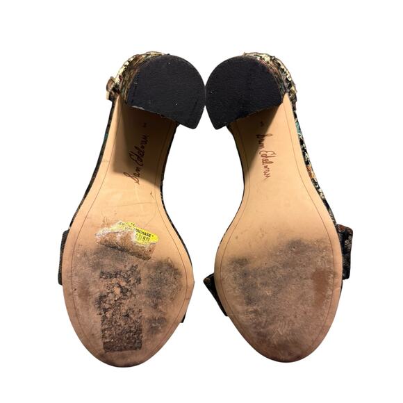 Sam Edelman Women's Yaro Floral Print Block Heel Open Toe Sandal Grey Size 8 - Picture 7 of 9